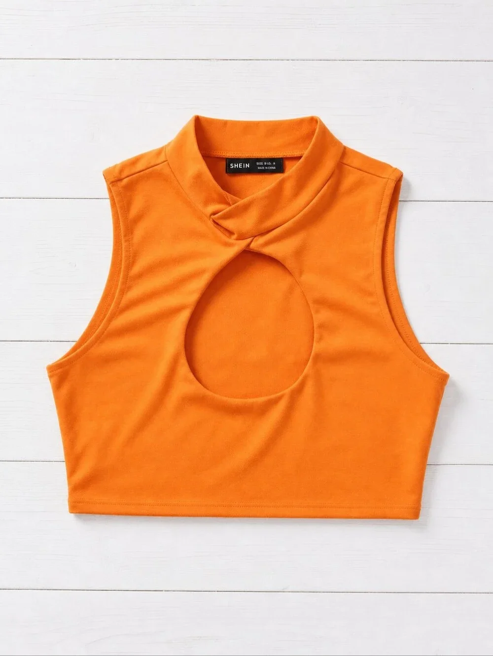 NWT SHEIN 3-Piece Orange Set - Ruched Skirt & Cutout Tops - S/XS